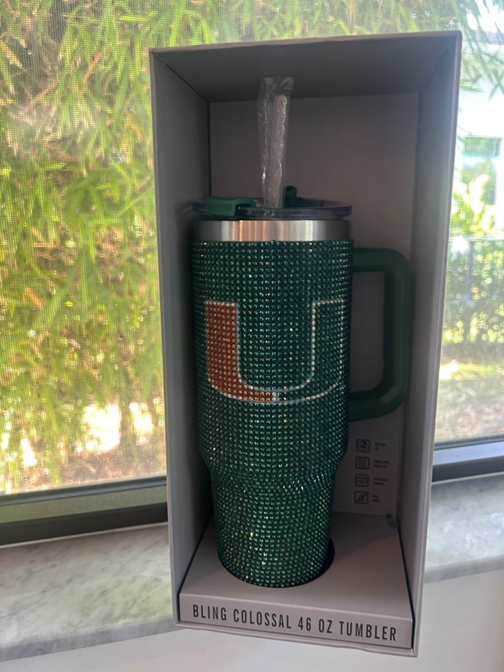 University of Miami  Bling Colossal 46 oz Tumbler with Handle